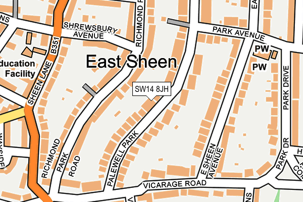 SW14 8JH map - OS OpenMap – Local (Ordnance Survey)