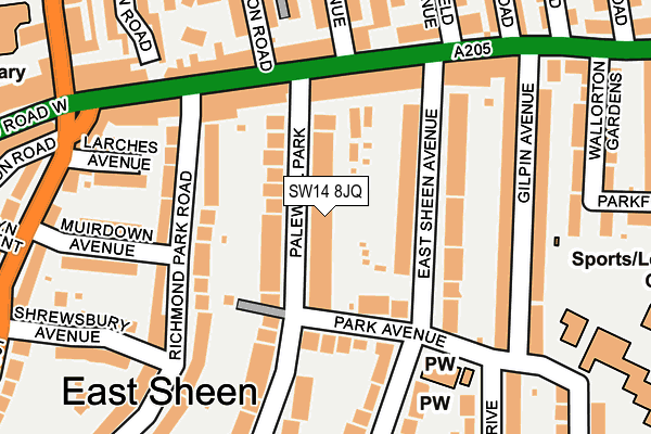 SW14 8JQ map - OS OpenMap – Local (Ordnance Survey)