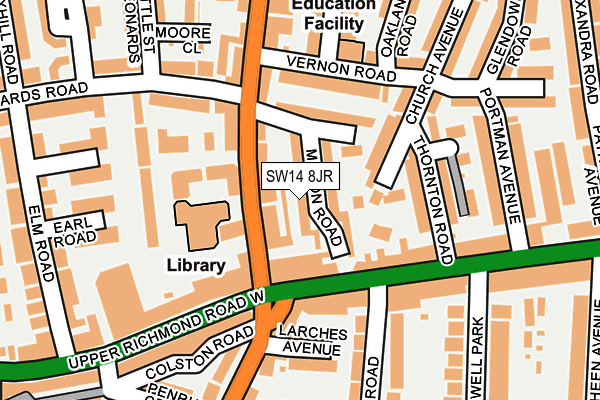 SW14 8JR map - OS OpenMap – Local (Ordnance Survey)