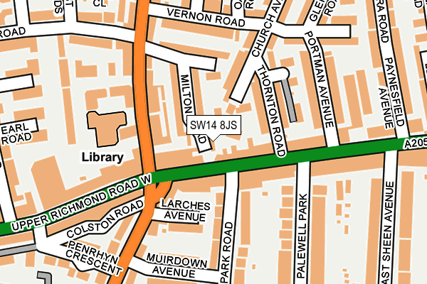 SW14 8JS map - OS OpenMap – Local (Ordnance Survey)