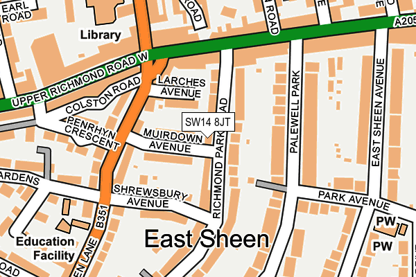 SW14 8JT map - OS OpenMap – Local (Ordnance Survey)