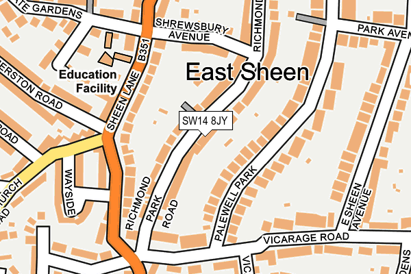 SW14 8JY map - OS OpenMap – Local (Ordnance Survey)