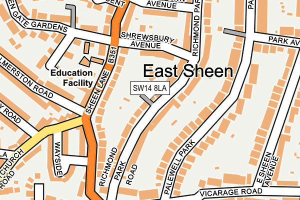 SW14 8LA map - OS OpenMap – Local (Ordnance Survey)