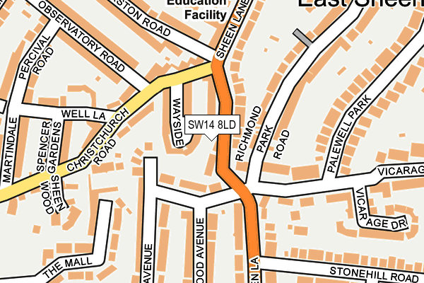 SW14 8LD map - OS OpenMap – Local (Ordnance Survey)