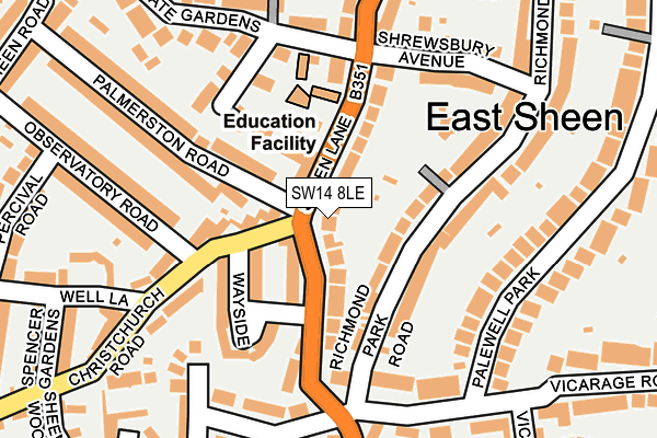 SW14 8LE map - OS OpenMap – Local (Ordnance Survey)