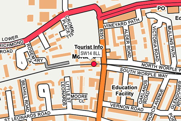 SW14 8LL map - OS OpenMap – Local (Ordnance Survey)