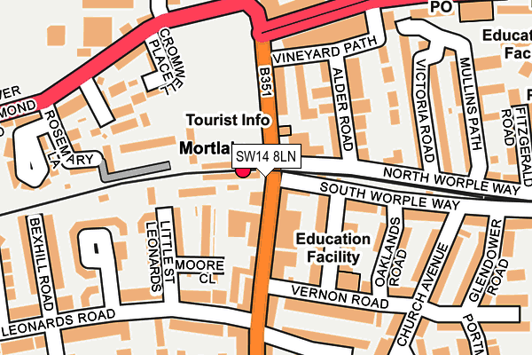 SW14 8LN map - OS OpenMap – Local (Ordnance Survey)