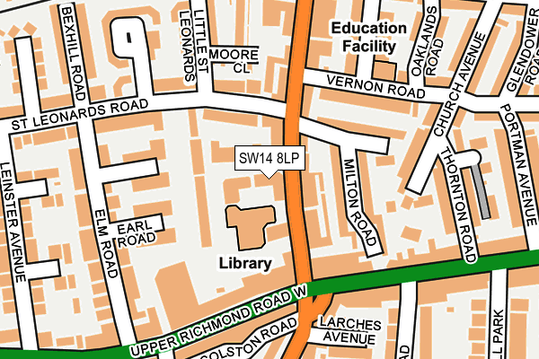 SW14 8LP map - OS OpenMap – Local (Ordnance Survey)