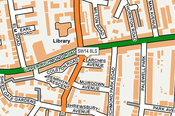 SW14 8LS map - OS OpenMap – Local (Ordnance Survey)