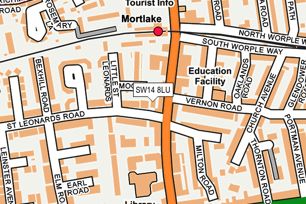 SW14 8LU map - OS OpenMap – Local (Ordnance Survey)