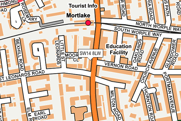 SW14 8LW map - OS OpenMap – Local (Ordnance Survey)