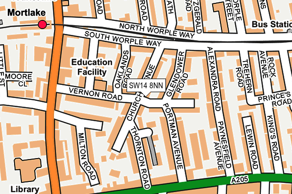 SW14 8NN map - OS OpenMap – Local (Ordnance Survey)