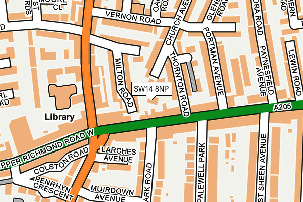 SW14 8NP map - OS OpenMap – Local (Ordnance Survey)