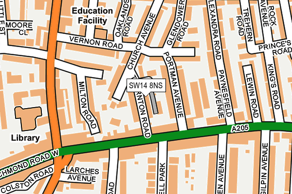 SW14 8NS map - OS OpenMap – Local (Ordnance Survey)