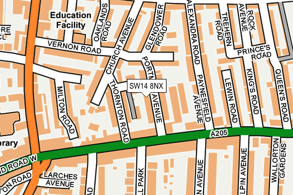 SW14 8NX map - OS OpenMap – Local (Ordnance Survey)