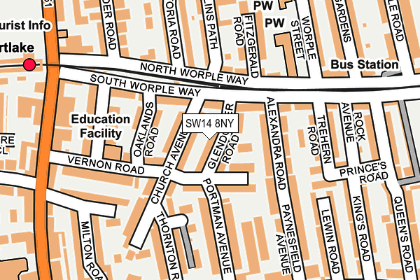 SW14 8NY map - OS OpenMap – Local (Ordnance Survey)