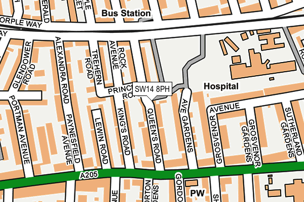 SW14 8PH map - OS OpenMap – Local (Ordnance Survey)