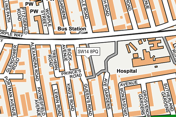 SW14 8PQ map - OS OpenMap – Local (Ordnance Survey)