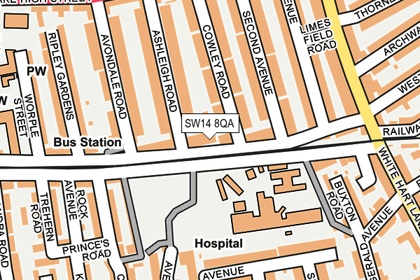 SW14 8QA map - OS OpenMap – Local (Ordnance Survey)