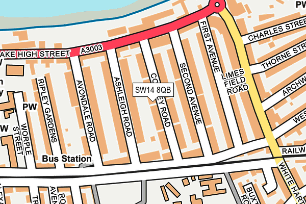 SW14 8QB map - OS OpenMap – Local (Ordnance Survey)