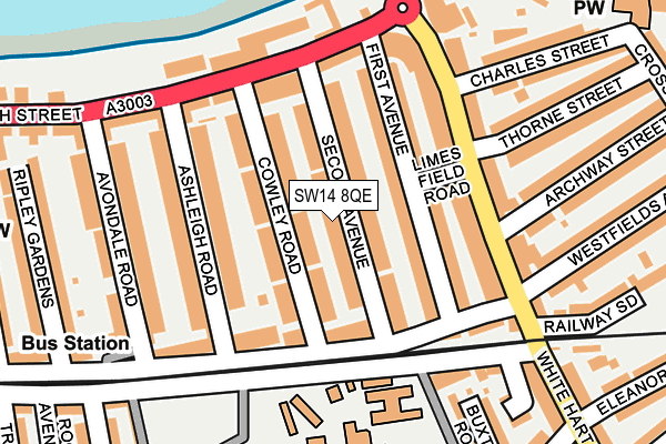 SW14 8QE map - OS OpenMap – Local (Ordnance Survey)