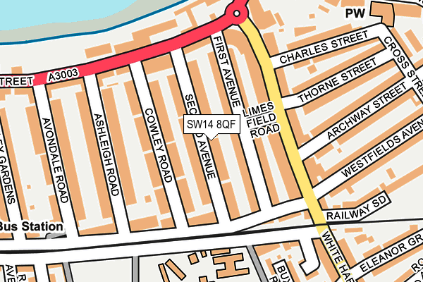 SW14 8QF map - OS OpenMap – Local (Ordnance Survey)