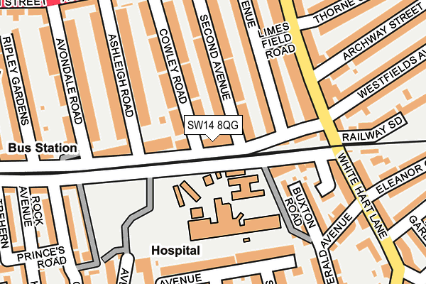 SW14 8QG map - OS OpenMap – Local (Ordnance Survey)