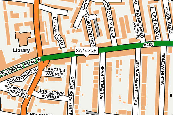 SW14 8QR map - OS OpenMap – Local (Ordnance Survey)