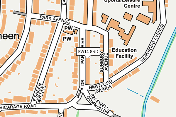 SW14 8RD map - OS OpenMap – Local (Ordnance Survey)