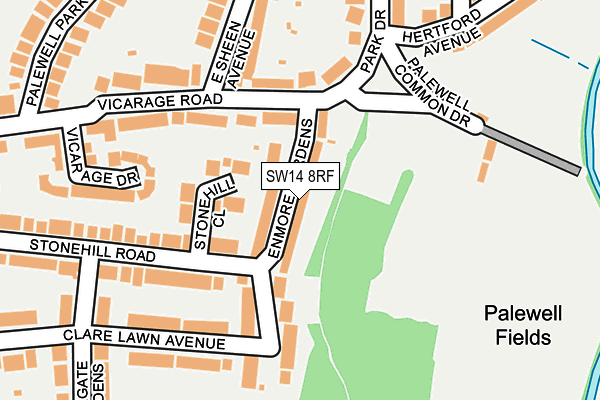 SW14 8RF map - OS OpenMap – Local (Ordnance Survey)