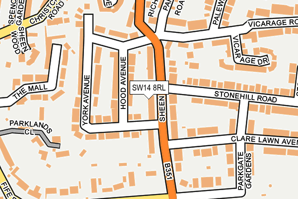 SW14 8RL map - OS OpenMap – Local (Ordnance Survey)
