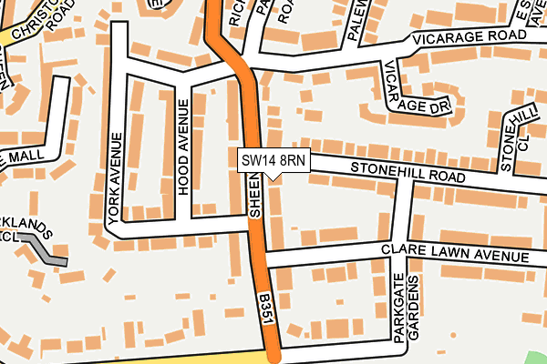 SW14 8RN map - OS OpenMap – Local (Ordnance Survey)