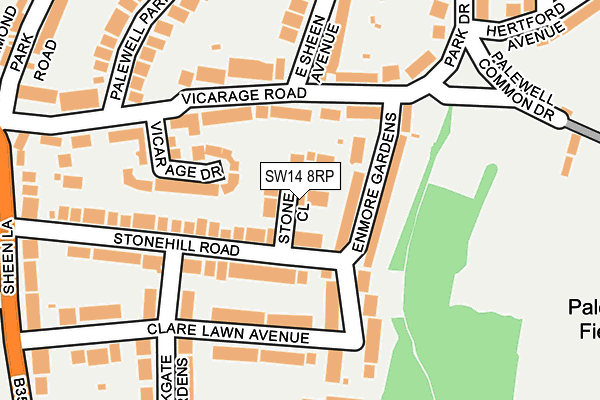 SW14 8RP map - OS OpenMap – Local (Ordnance Survey)