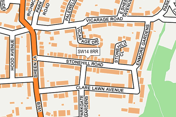 SW14 8RR map - OS OpenMap – Local (Ordnance Survey)