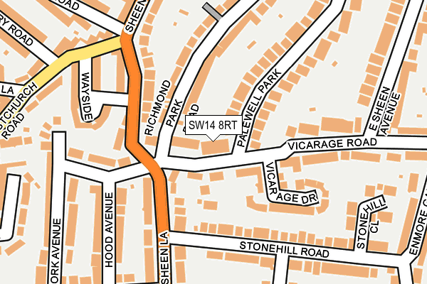 SW14 8RT map - OS OpenMap – Local (Ordnance Survey)