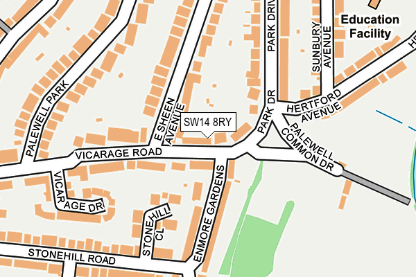 SW14 8RY map - OS OpenMap – Local (Ordnance Survey)