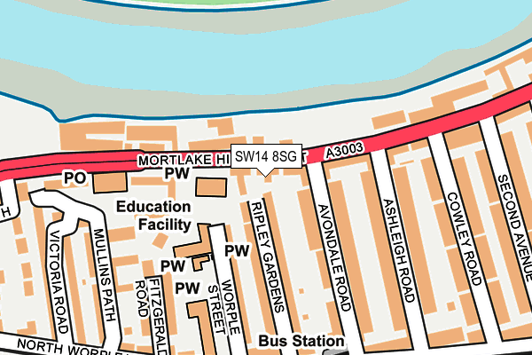 SW14 8SG map - OS OpenMap – Local (Ordnance Survey)