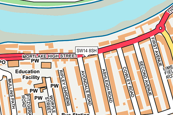 SW14 8SH map - OS OpenMap – Local (Ordnance Survey)