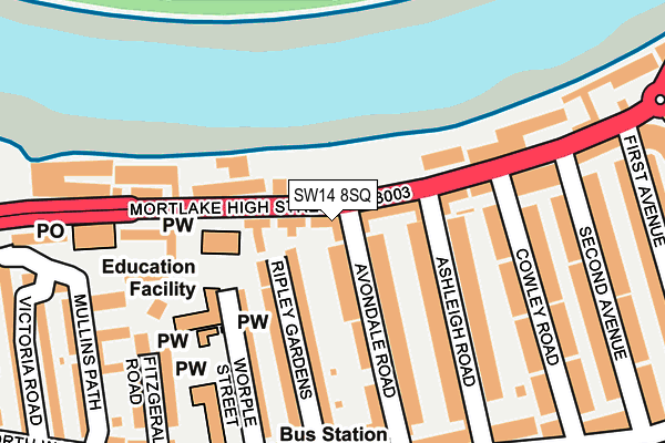 SW14 8SQ map - OS OpenMap – Local (Ordnance Survey)