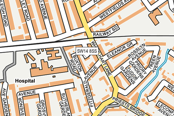 SW14 8SS map - OS OpenMap – Local (Ordnance Survey)