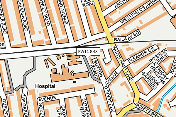 SW14 8SX map - OS OpenMap – Local (Ordnance Survey)