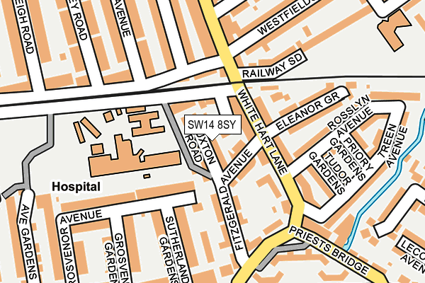 SW14 8SY map - OS OpenMap – Local (Ordnance Survey)