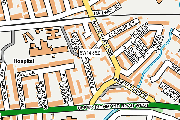 SW14 8SZ map - OS OpenMap – Local (Ordnance Survey)