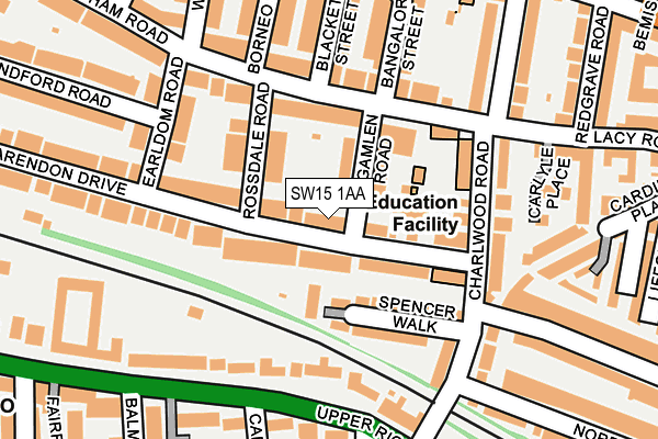 SW15 1AA map - OS OpenMap – Local (Ordnance Survey)