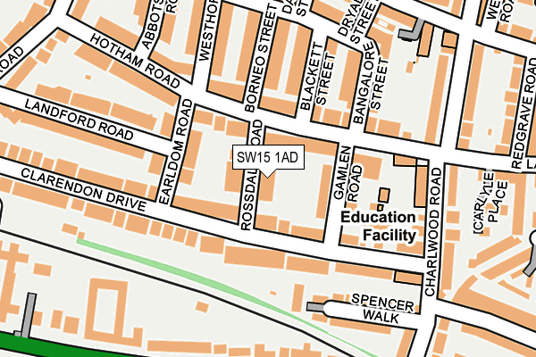 SW15 1AD map - OS OpenMap – Local (Ordnance Survey)