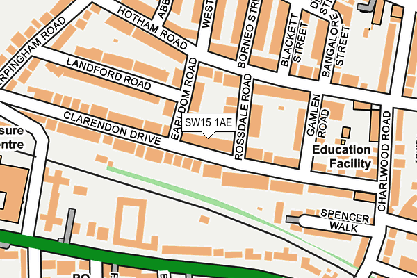 SW15 1AE map - OS OpenMap – Local (Ordnance Survey)