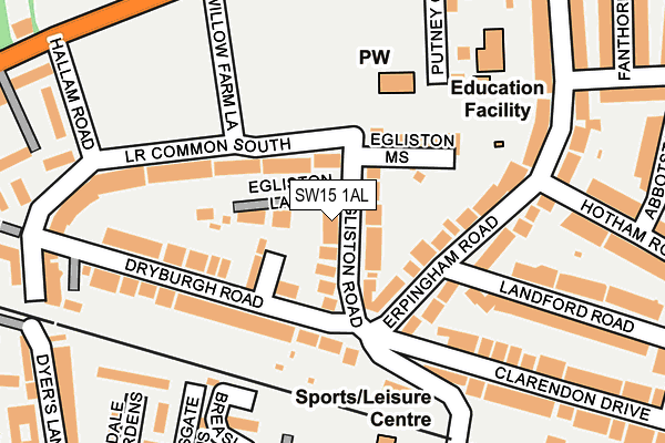 SW15 1AL map - OS OpenMap – Local (Ordnance Survey)