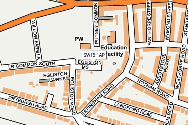 SW15 1AP map - OS OpenMap – Local (Ordnance Survey)