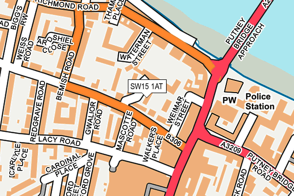 SW15 1AT map - OS OpenMap – Local (Ordnance Survey)