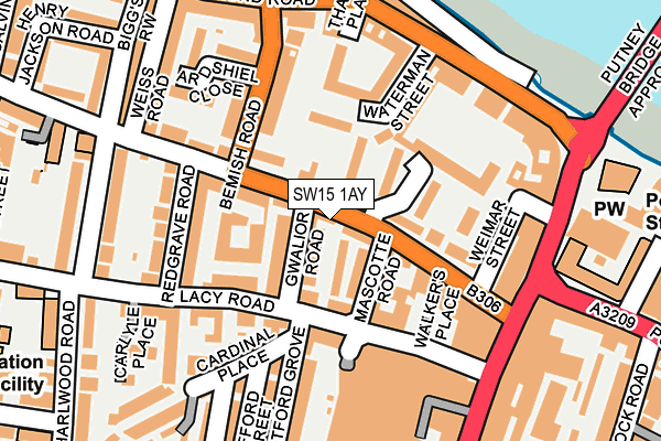 SW15 1AY map - OS OpenMap – Local (Ordnance Survey)